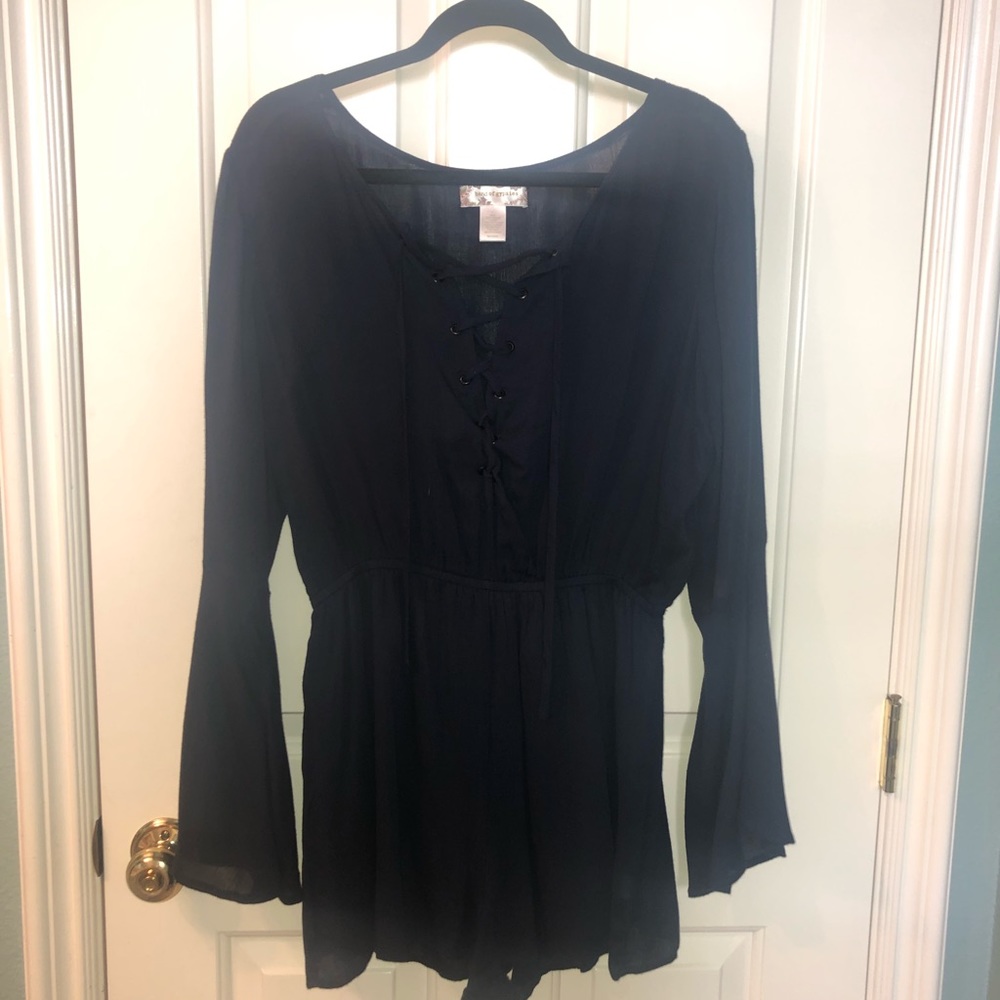 Navy Blue tie up Romper